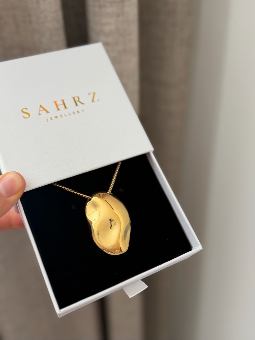 18K Gold Plated Abstract Sculptural Statement Pendant Necklace - Picture 3 of 10